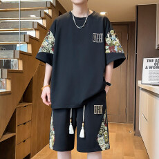 批发时尚休闲<b class='q'>男</b>士运动套装宽松透气短袖潮流裤子日常出街装备