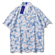 清新百搭男士花卉短袖衬衫轻便透气休闲时尚夏季衣物
