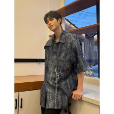 潮流男士短袖衬衫个性休闲含胸口袋文艺范时尚轻便舒适