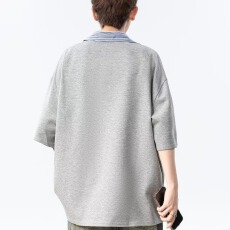 批发夏季男士短袖纯色<b class='q'>T</b><b class='q'>恤</b>潮流<b class='q'>宽松</b><b class='q'>衬衫</b>百搭休闲时尚上衣