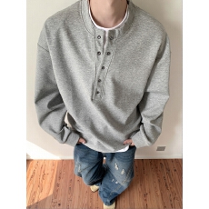 批发时尚休闲卫衣男装圆领设计针扣细节<b class='q'>夹克</b>宽松舒适潮流选择