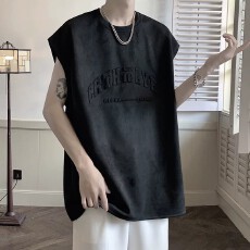 批发时尚男士背心休闲宽松刺绣字母版型潮流百搭服饰