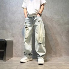 批发时尚破洞宽松牛仔裤个性潮流<b class='q'>男</b>士<b class='q'>长裤</b><b class='q'>休闲</b>百搭设计