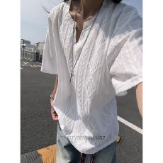 批发百搭白色短袖<b class='q'>男士</b>T恤透气时尚休闲潮流设计舒适百搭夏季日常