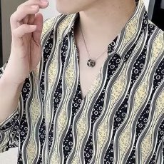 批发个性印花设计男士<b class='q'>衬衫</b>轻松搭配时尚休闲百搭舒适透气潮流风格