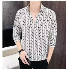 批发时尚休闲<b class='q'>衬衫</b>男士上衣短袖时尚印花吸汗透气舒适百搭商务优雅