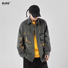 批发个性印花长袖夹克时尚休闲男上衣外套宽松潮流服饰<b class='q'>欧美</b>风格
