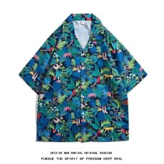 批发夏季印花短袖<b class='q'>衬衫</b>男士休闲上衣时尚清新透气舒适潮流设计
