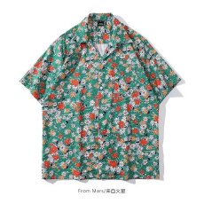 批发花卉印花<b class='q'>男士</b><b class='q'>短袖</b>衬衫清新透气休闲夏季时尚上衣舒适百搭款式