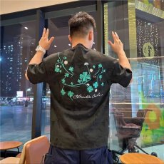 批发花卉刺绣短袖T恤<b class='q'>男</b>时尚休闲宽松夏季新品潮流<b class='q'>上衣</b>