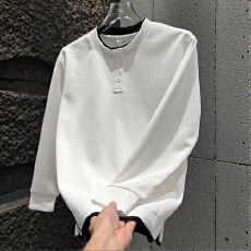 简约白色圆领男款卫衣舒适透气经典百搭休闲运动服饰