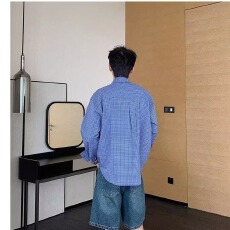 批发时尚格子<b class='q'>衬衫</b><b class='q'>男士</b>休闲宽松长袖商务正装搭配百搭潮流设计