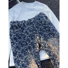 时尚星空印花牛仔裤流行休闲宽松版型舒适透气男士长裤