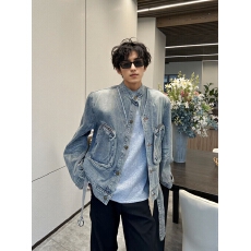 批发时尚风衣男士休闲外套百搭牛仔潮流防风长袖上衣设计感