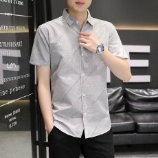 批发男士短袖衬衫时尚休闲衬衣商务薄款透气易打理适合<b class='q'>夏</b>季穿着
