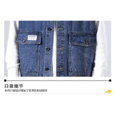 批发翻领口袋牛仔<b class='q'>马甲</b>简约百搭日常休闲款式