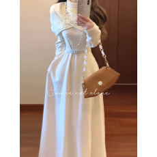 法式高级感富家千金感斗篷连衣裙子女春季巨好看收腰显瘦气质长裙