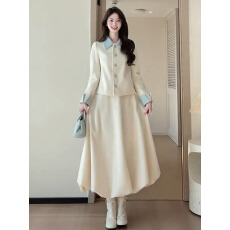 批发富家千金感穿搭气质连衣裙子女2026秋冬季新款法式小香风套装长裙