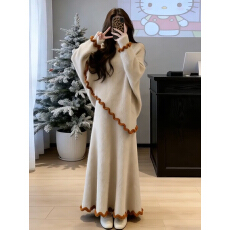 批发韩系针织毛衣连衣裙子女冬季2026新款独特漂亮巨好看穿搭一整套装