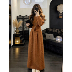 批发韩系高级感<b class='q'>针织</b>毛衣连衣裙子女秋冬季2026超火穿搭一整<b class='q'>套装</b>高级感