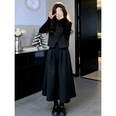 绝美巨好看高级感韩系穿搭一整套装马甲裙子女秋冬季2026新款长裙