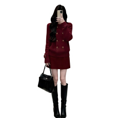 韩系独特漂亮一整套冬装毛衣外套半身裙两件套小香风套装女新款