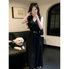 批发法式气质高级感黑色无袖连衣裙子长裙女夏季2026新款淡人高知穿搭