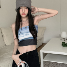 批发短款性感甜辣妹抹胸女夏季外穿chic上衣绝美小背心设计感小众外穿