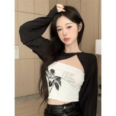 批发白色印花抹胸小背心女装夏季辣妹纯欲风内搭上衣