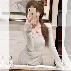 批发纯欲方领内搭针织打底衫女秋冬季2026新款<b class='q'>修身</b>套头毛衣高级感上衣