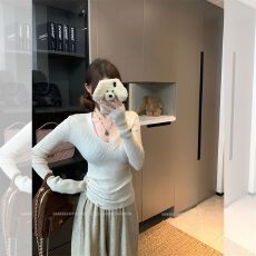 批发韩系精致修身毛衫<b class='q'>长袖</b>针织衫女气质V领遮肉毛衣<b class='q'>打底衫</b>上衣秋冬