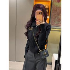 批发千金风别致麻花刺绣翻领针织衫女秋冬季打底<b class='q'>长袖</b>独特漂亮毛衣上衣