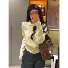 批发min系麻花刺绣polo领毛衣女秋冬季内搭针织衫洋气打底<b class='q'>长袖</b>上衣潮
