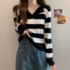 批发2026早秋冬<b class='q'>新款</b>女装显瘦Polo欧货上衣内搭遮肚打底针织衫毛衣外穿