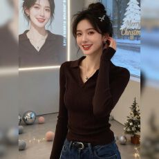 批发法式半开领毛衣针织衫女2026秋冬新款时尚气质<b class='q'>打底</b>衫长袖修身上衣