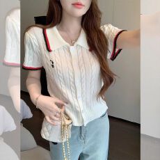 批发现货春<b class='q'>夏</b>冰丝针织衫短袖女款2025新款独特漂亮T恤气质超好看