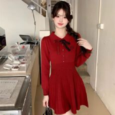 批发<b class='q'>黑色</b>连衣裙女2026秋冬季法式小个子千金气质小香风内搭打底针织裙