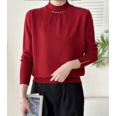 批发红色半高领针织衫毛衣显瘦气质女春秋季<b class='q'>大码</b>胖mm内搭打底衫上衣女