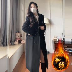 批发加绒加厚毛呢大衣外套女2026秋冬季<b class='q'>中长款</b>保暖宽松显瘦呢子大衣
