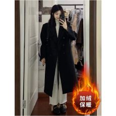 批发【加绒加厚】西装毛呢外套秋冬季加厚夹棉小个子高级感<b class='q'>中长款</b>大衣