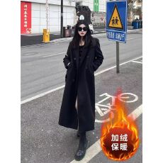 批发加绒加厚毛呢外套女<b class='q'>中长款</b>2026新款爆款秋冬高级感赫本风西装大衣