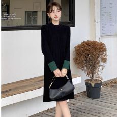 批发<b class='q'>大码</b>女装春秋打底裙子宽松小个子内搭毛衣裙微胖mm显瘦针织连衣裙