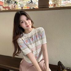 批发2026年夏季新款小香风针织衫夏装薄款短袖T恤别致镂空小众上衣女