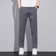 批发实拍2026春季棉涤直筒休闲裤男百搭通勤轻商务修身直筒裤子男