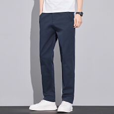 批发实拍2026春季棉涤直筒休闲裤男百搭通勤轻商务修身直筒裤子男