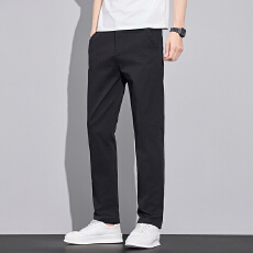 批发实拍2026春季棉涤直筒休闲裤男百搭通勤轻商务修身直筒裤子男