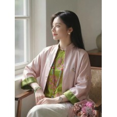 批发新中式风粉色刺绣外套女春夏季新款国风宽松高级感气质设计感上衣