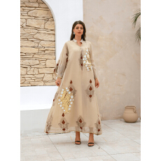 批发外贸中东跨境电商爆款女士长袍穆斯林珠片绣花阿拉伯连衣裙