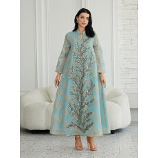 批发外贸中东新款穆斯林刺绣亮片长袍大码女装欧美跨境连衣裙阿巴亚