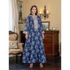 批发外贸中东亚马逊跨境穆斯林女士连衣裙Abaya外贸迪拜女装网纱长袍